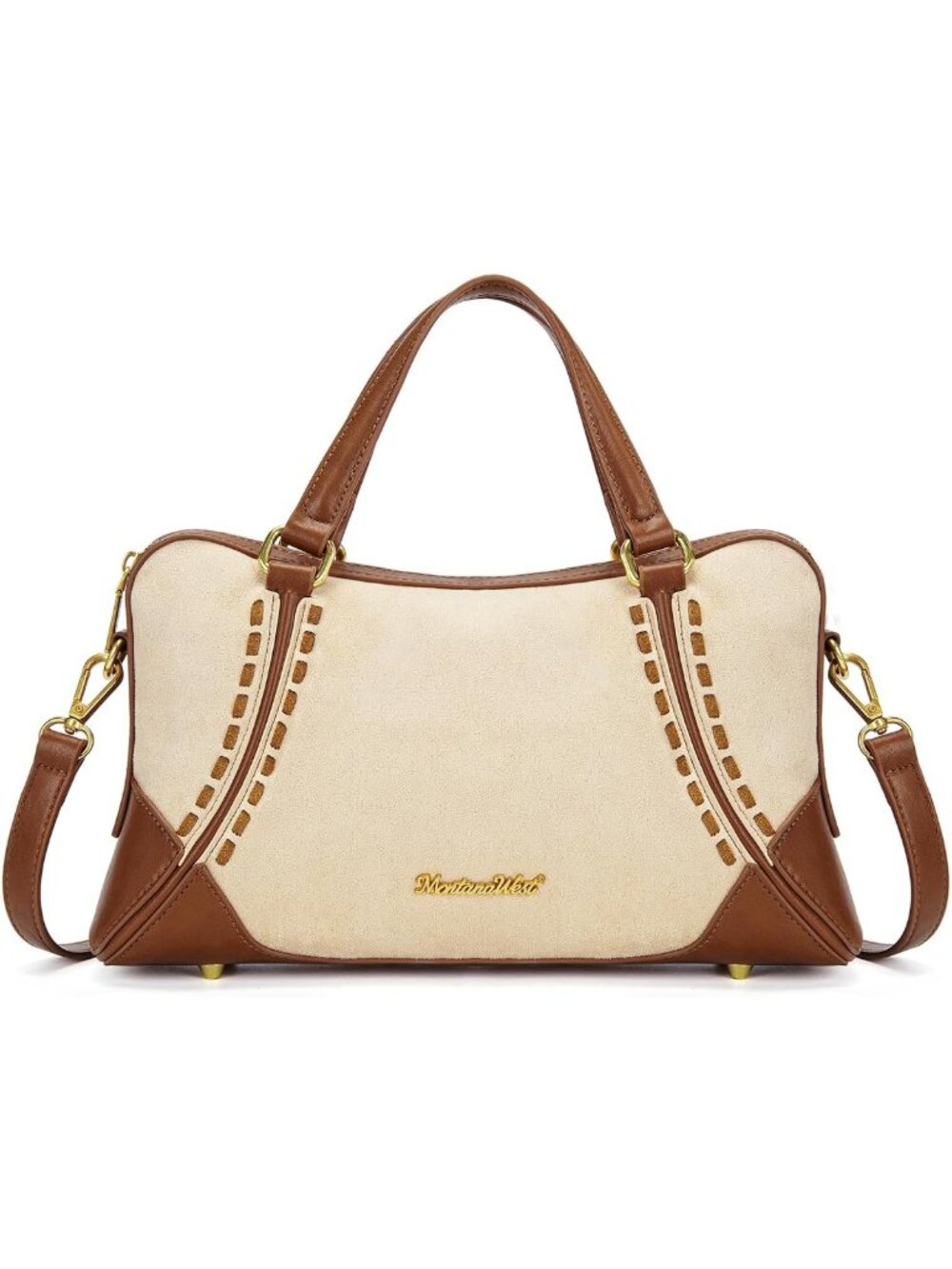 Stylish Faux Suede Crossbody Satchel Bag for Women - Western Top Handle Handbag